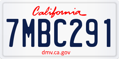 CA license plate 7MBC291