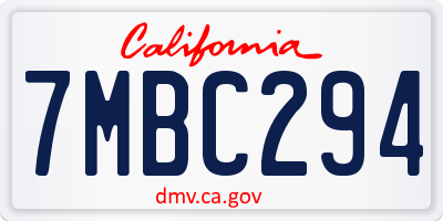 CA license plate 7MBC294