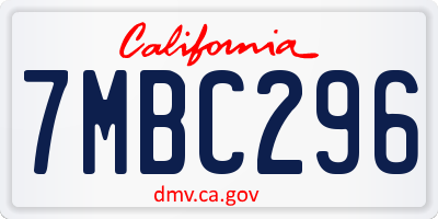 CA license plate 7MBC296