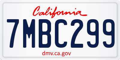 CA license plate 7MBC299