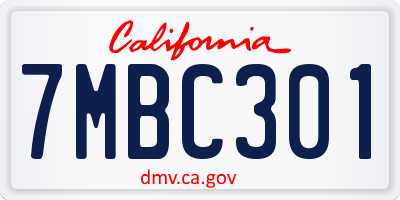 CA license plate 7MBC301