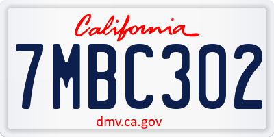 CA license plate 7MBC302