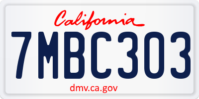CA license plate 7MBC303