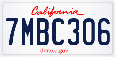 CA license plate 7MBC306
