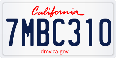 CA license plate 7MBC310
