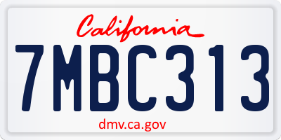 CA license plate 7MBC313