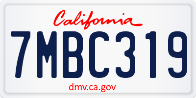 CA license plate 7MBC319