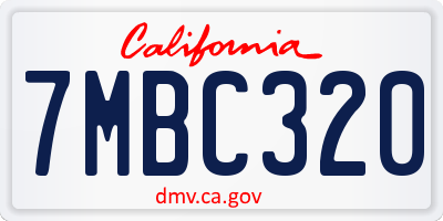 CA license plate 7MBC320