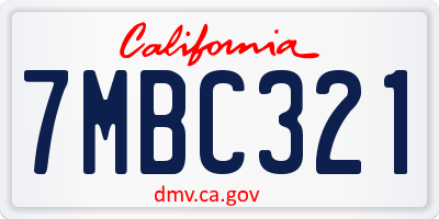 CA license plate 7MBC321