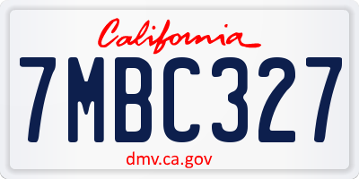 CA license plate 7MBC327