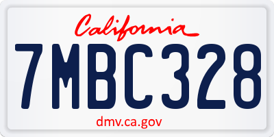 CA license plate 7MBC328