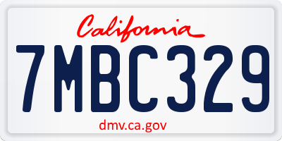 CA license plate 7MBC329