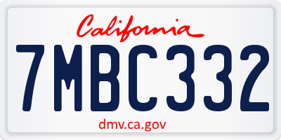 CA license plate 7MBC332