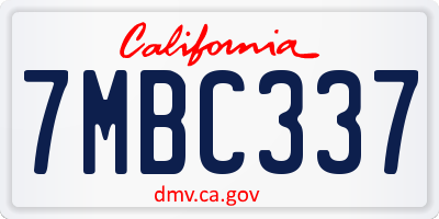 CA license plate 7MBC337