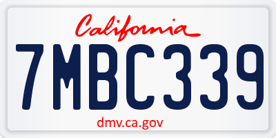 CA license plate 7MBC339