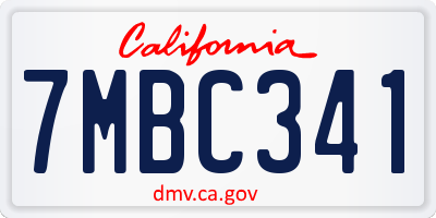 CA license plate 7MBC341