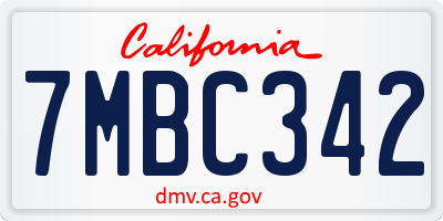 CA license plate 7MBC342
