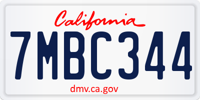 CA license plate 7MBC344
