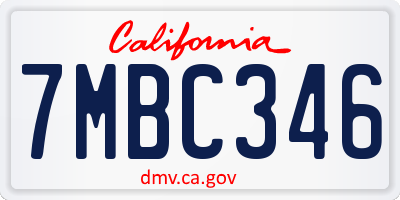 CA license plate 7MBC346