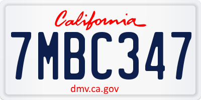 CA license plate 7MBC347