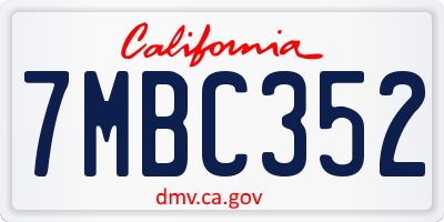 CA license plate 7MBC352
