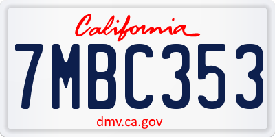 CA license plate 7MBC353