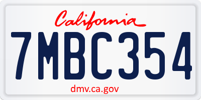 CA license plate 7MBC354