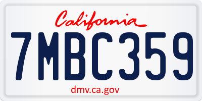 CA license plate 7MBC359