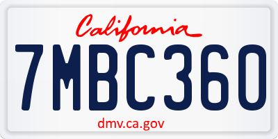 CA license plate 7MBC360