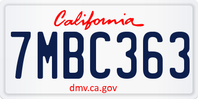 CA license plate 7MBC363