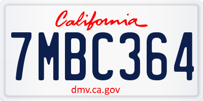 CA license plate 7MBC364