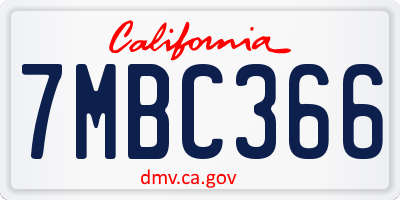 CA license plate 7MBC366