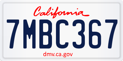 CA license plate 7MBC367