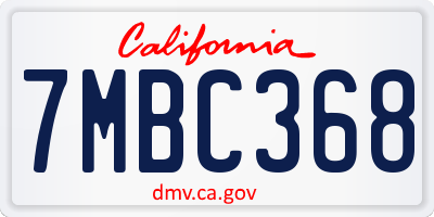CA license plate 7MBC368