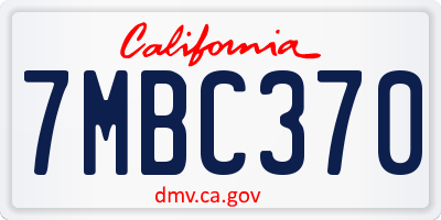 CA license plate 7MBC370