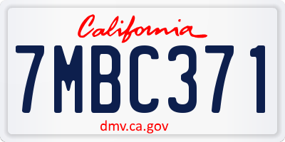 CA license plate 7MBC371
