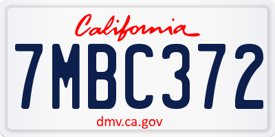 CA license plate 7MBC372