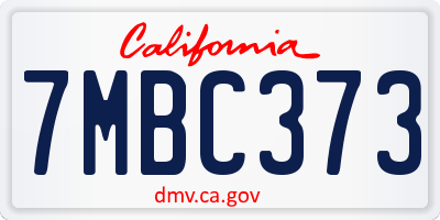 CA license plate 7MBC373