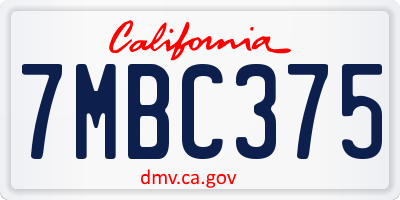 CA license plate 7MBC375