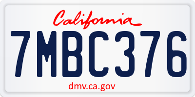 CA license plate 7MBC376