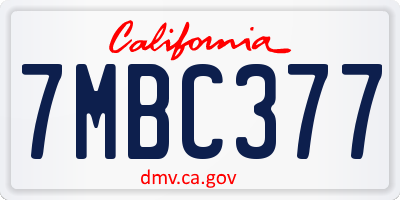 CA license plate 7MBC377