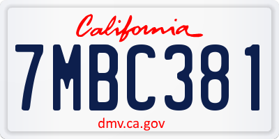 CA license plate 7MBC381