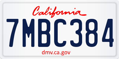 CA license plate 7MBC384