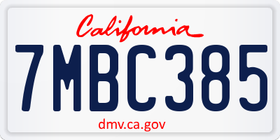 CA license plate 7MBC385