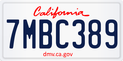 CA license plate 7MBC389