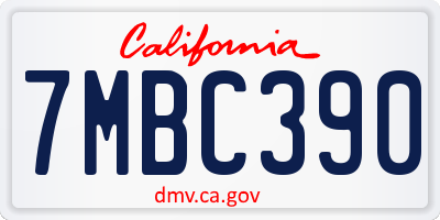 CA license plate 7MBC390