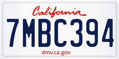 CA license plate 7MBC394