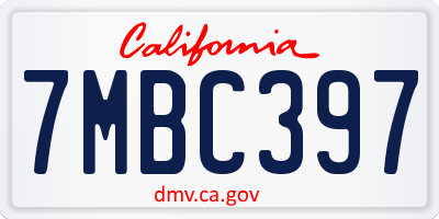 CA license plate 7MBC397