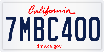 CA license plate 7MBC400