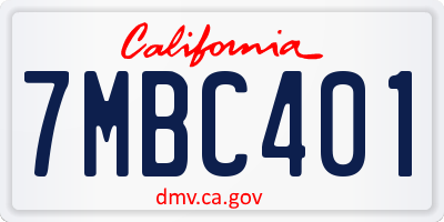 CA license plate 7MBC401